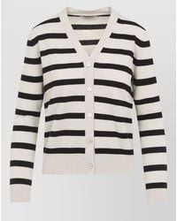 Max Mara - Striped Wool V-Neck Cardigan - Lyst
