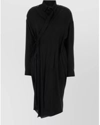 Balenciaga - Satin Shirt Dress Belted Waist Long Sleeves - Lyst