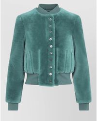 McQueen - Cropped Shearling Bomber Jacket Lamb Leather - Lyst