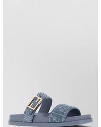 Fendi - Raffia Feel Flat Sole Open Toe Slippers - Lyst
