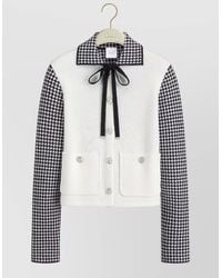 Dior - Knit Jacket Houndstooth Long Sleeves Pockets - Lyst