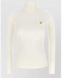 Elisabetta Franchi - Mock Neck Top Long Sleeves Embroidery - Lyst
