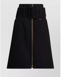 Patou - Cotton Zipped Belted Midi A-Line Skirt - Lyst