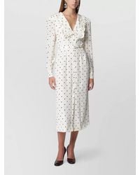 Alessandra Rich - Belted Waist Dress Polka Dots Ruffled Neckline - Lyst