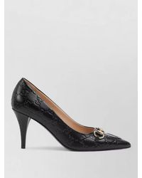 Gucci - 85Mm Erin Horsebit Gg Leather Pumps - Lyst