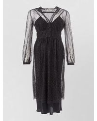 Lardini - V-Neck Long-Sleeve Maxi Dress - Lyst