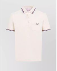 Valentino - Striped Collar Cotton Polo Shirt - Lyst