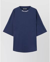 Palm Angels - Logo Print T-Shirt Crew Neck Short Sleeves - Lyst
