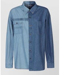 E.L.V. Denim - Dual Tone Denim Shirt Chest Pocket Long Sleeves - Lyst