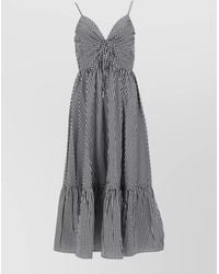 Michael Kors - Midi Dress Ruched Bodice Spaghetti Straps Tiered - Lyst