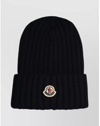 Moncler - Wool Beanie With Folded Cuff And Ribbed Texture - Lyst