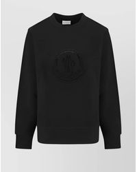 Moncler - Rhinestone-Embellished Cotton Sweatshirt With Ribbed Finish - Lyst