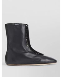 Celine - Ballet Lace Up Lambskin High Boots - Lyst