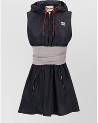 Miu Miu - Hooded Sleeveless Dress Elastic Waistband Zip Pockets - Lyst