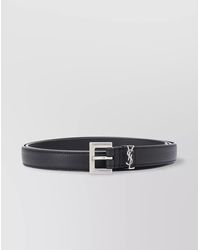 Saint Laurent - Adjustable Grained Leather Belt With Rectangle Buckle - Lyst