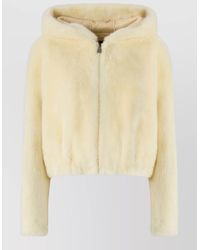 Pinko - Faux Fur Hooded Coat Long Sleeves - Lyst