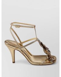 Zimmermann - Leather Floral Appliqué High-Heel Sandals - Lyst