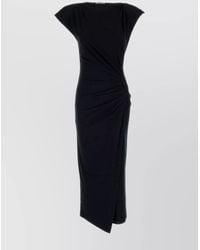 Isabel Marant - Cotton Jersey Boat Neck Pleated Midi Dress - Lyst