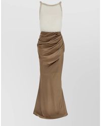 Elisabetta Franchi - Carpet Maxi Dress Draped Textured Bodice - Lyst