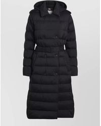 Burberry - Double Breasted Long Padded Coat Belt Hood - Lyst