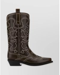 Ganni - Faux Leather Texan Boots - Lyst