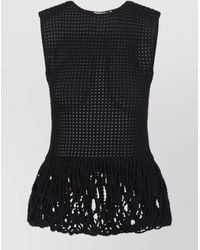 Alaïa - Peplum Tank Top Crochet Fringe Hem - Lyst