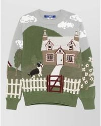 Junya Watanabe - Cotton Crew Neck Sweater Graphic Intarsia - Lyst