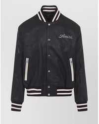 Amiri - Varsity Leather Jacket With Ribbed Hem And Cuffs - Lyst
