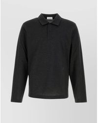 Ferragamo - Cotton Blend Polo Shirt With Long Sleeves - Lyst