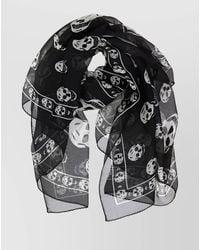 McQueen - Silk Skull-Print Logo Scarf - Lyst