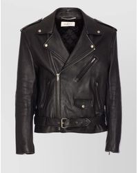 Saint Laurent - Lamb Leather Biker Jacket - Lyst