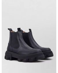 Ganni - Leather Chelsea Ankle Boots Cleated Sole - Lyst