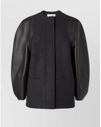 Fendi - Leather Wool Cocoon Jacket - Lyst