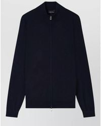 Emporio Armani - Virgin Wool Zip-Up Long-Sleeve Cardigan - Lyst