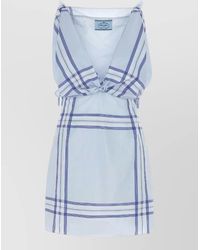 Prada - Embroidered Cotton Mini Dress - Lyst