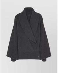 Balmain - Virgin Wool Oversized Ribbed Wrap Sweater - Lyst