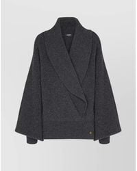 Balmain - Oversized Ribbed Knit Pullover With Shawl Collar - Lyst