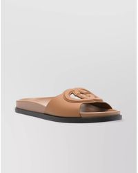 Gucci - Leather Cut Flat Sole Sandals - Lyst