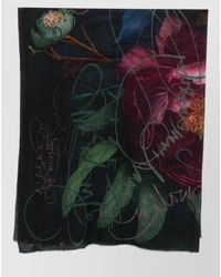 Faliero Sarti - Cashmere Floral-Print Fine-Knit Scarf - Lyst