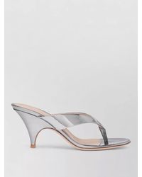 Gianvito Rossi - Sofia Thong Metallic Leather Heel Sandals - Lyst
