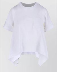 Sacai - Denim Panelled Cotton T-Shirt - Lyst