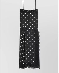Sportmax - Silk Polka Dot-Print Lace-Detail Asymmetric Maxi Dress - Lyst