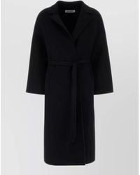 Jil Sander - Wool Coat Belted Waist Long Wide Sleeves - Lyst
