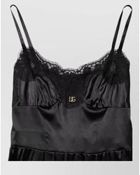 Dolce & Gabbana - Silk Blend Lace Trim Sleeveless Mini Slip Dress - Lyst