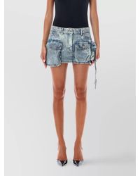 The Attico - Denim Low-Rise Cargo Mini Skirt - Lyst