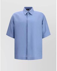 Fendi - Linen Oversized Short-Sleeve Shirt - Lyst
