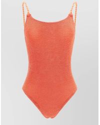 Hunza G - Camille Scoop Neck Textured One Piece Swimsuit - Lyst