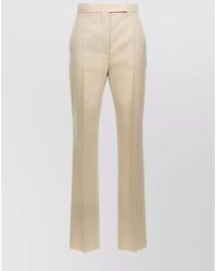 Max Mara - High-Waisted Pants With Front Pleats And Button Detail - Lyst