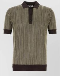 Ferragamo - Embroidered Viscose Blend Knit Polo Shirt - Lyst