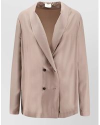 Alysi - Silk Blazer Double Breasted Shawl Lapel - Lyst